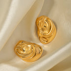 Minimalistisk Lys Hyggelig 18k forgyldt Kreativ Uregelmæssig Bølgeformede Øreringe Rustfrit Stål Damer Rustfast Statement Smykker