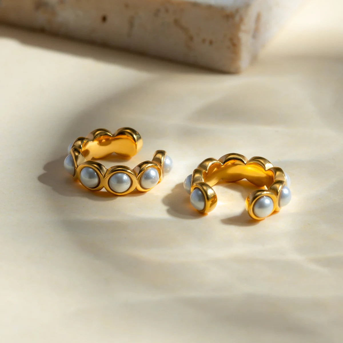 Rustfrit stål imiteret perle vintage øreclips PVD 18k belagt høj kvalitet gratis temperament charmsmykker til kvinder