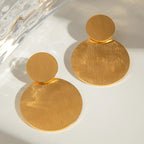 18K guldbelagt anti-allergisk rustfrit stål dobbelt rund børstet effekt øreringe charme daglige udsøgte smykker Bijoux Femme