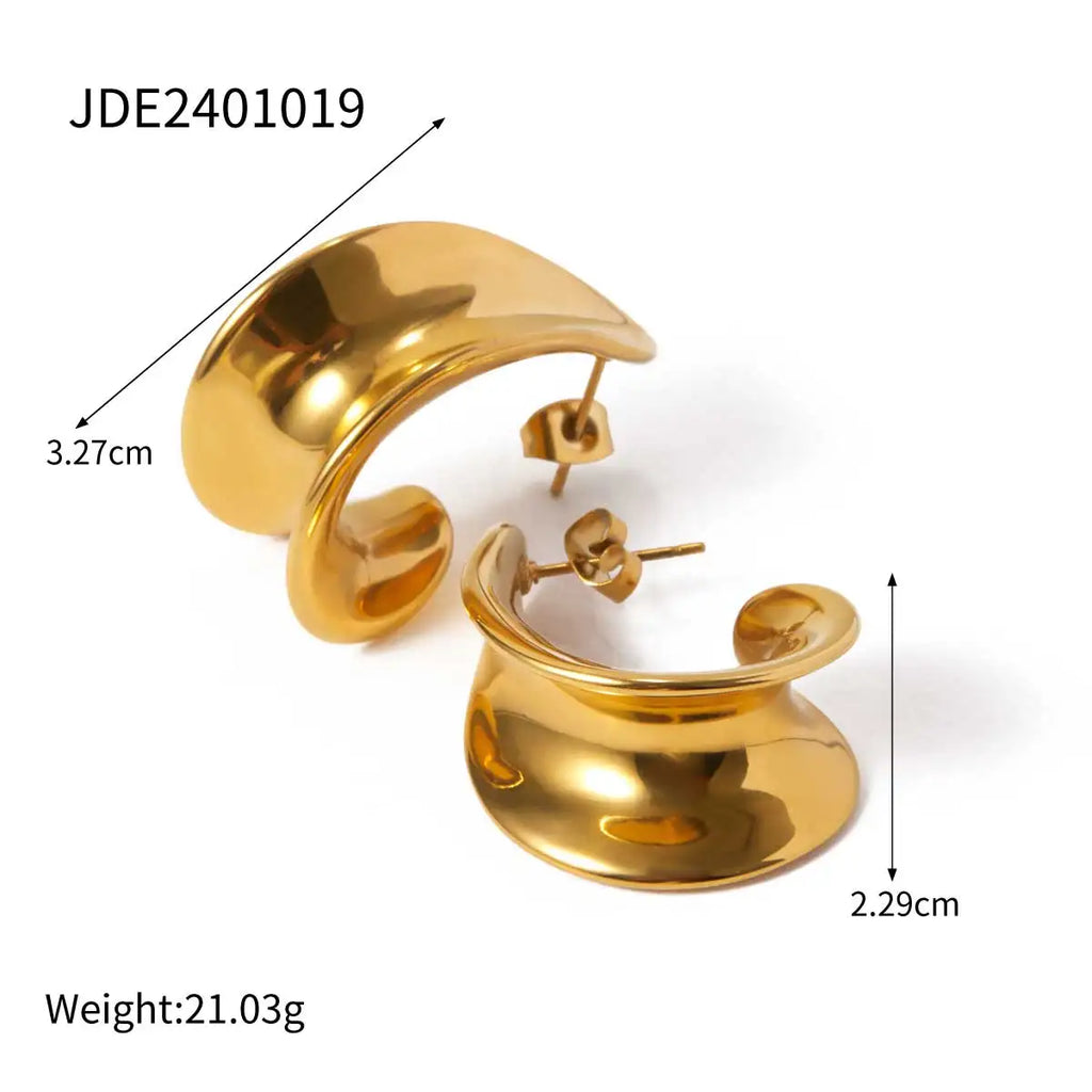 18k vergoldete, zarte Ohrringe aus Edelstahl mit eingekerbtem Spiralmuster, leicht, gemütlich, rostfrei, Bijoux Femme Gala Geschenk