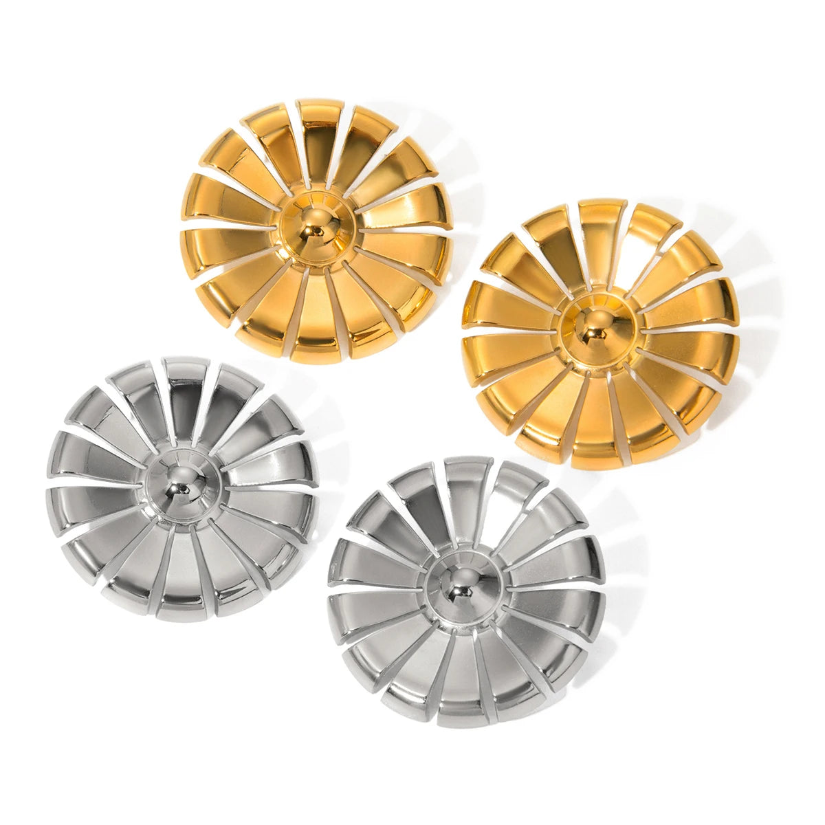 18k Gold Plated Stainless Steel Delicate  Small Daisy-shaped Round Earrings Women Charming Waterproof Statement Jewelry