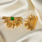 Geometrische wasserdichte 18k vergoldete Edelstahl-Opal-Halbrund-Sonnen-Ohrringe Charme Statement Anti-Allergie Schmuck