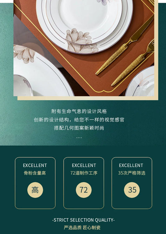 Jingdezhen Bone Porcelain Tableware New Chinese Style Bowls, Chopsticks, Dishes, Household Ceramic Bowl and Dish Set