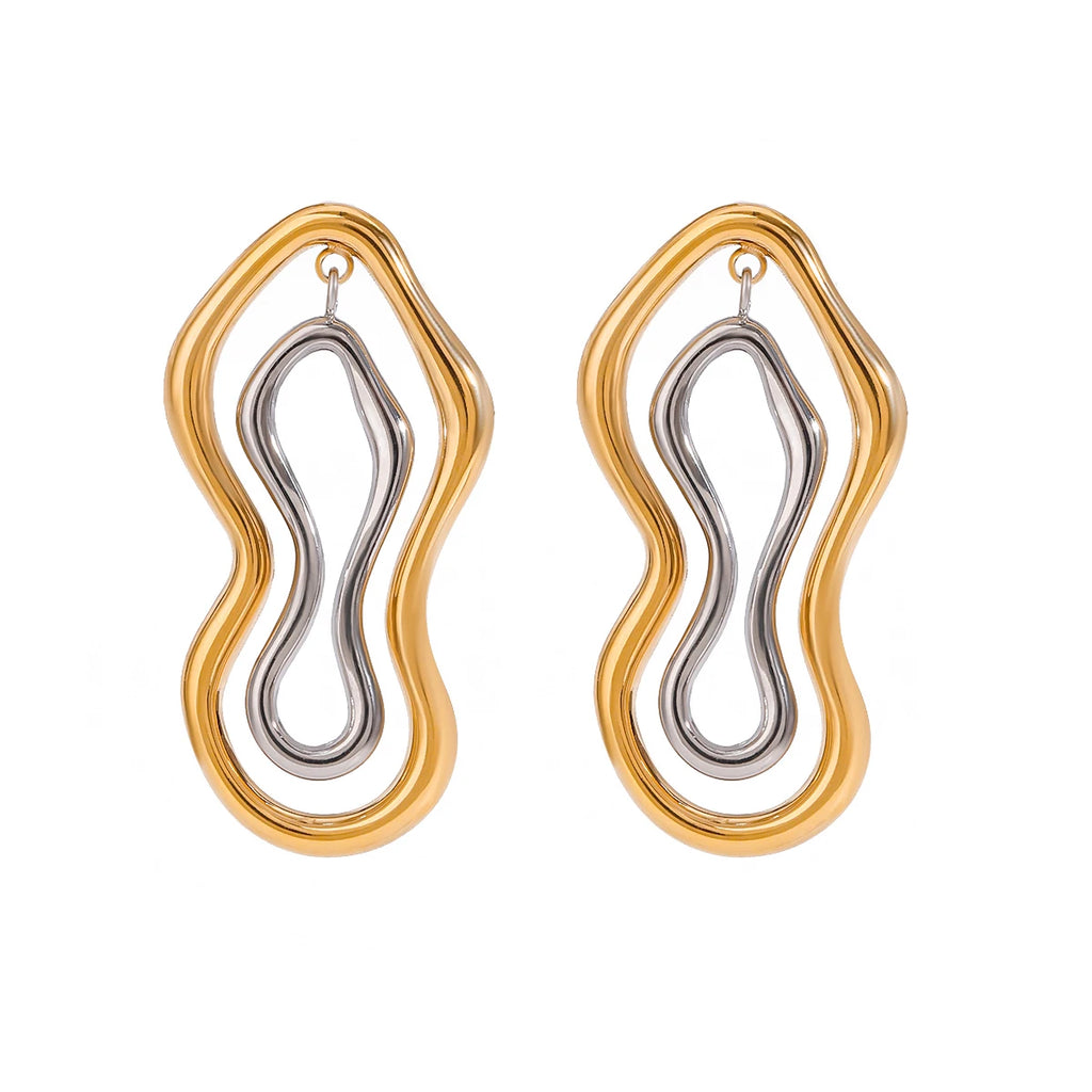 18K Edelstahl stilvolle übertriebene geometrische glatte Ohrringe Damen trendiger Charme schickes Statement-Schmuck Gala-Geschenk