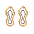 18K Edelstahl stilvolle übertriebene geometrische glatte Ohrringe Damen trendiger Charme schickes Statement-Schmuck Gala-Geschenk