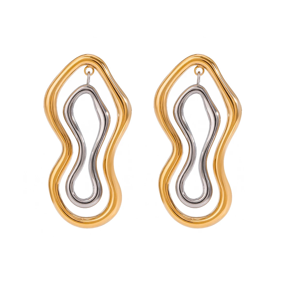 18K Edelstahl stilvolle übertriebene geometrische glatte Ohrringe Damen trendiger Charme schickes Statement-Schmuck Gala-Geschenk