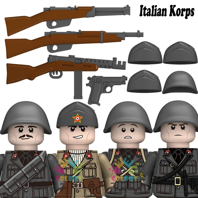 Kids Toys WW2 Building Blocks 4pcs/set US UK Soviet Soldiers Mini Action Figures Educational Toys For Kids Boys Christmas Gifts
