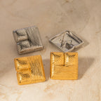 Rustfrit stål 18K PVD-belagt firkantede teksturerede børstede øreringe Chunky Lyse Glat Rustfast Charm Øresmykker Gallagave