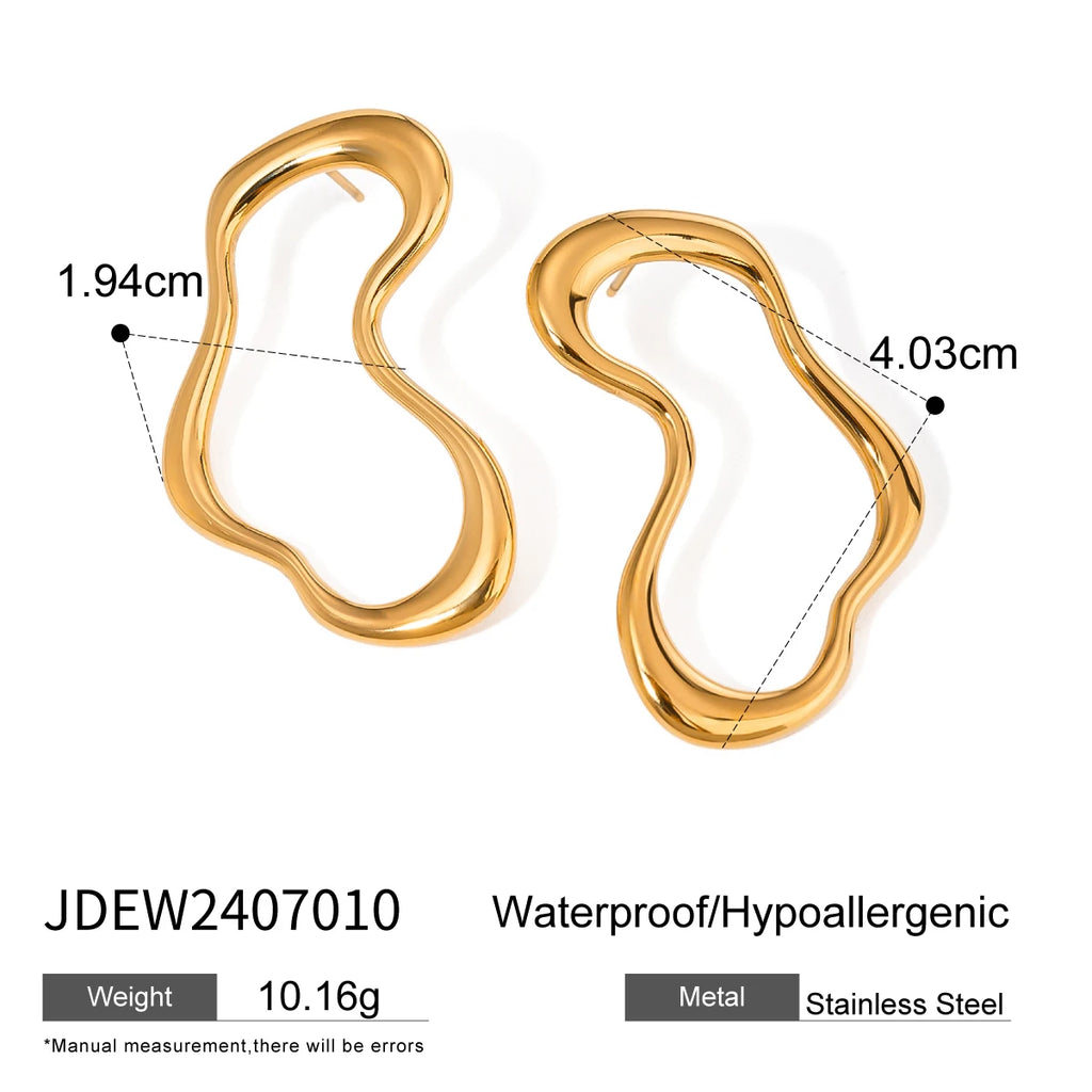 18K Gold Plated Anti Allergic Stainless Steel Atypical Irregular Cutout Earrings Charm Daily Exquisite Jewelry Bijoux Femme