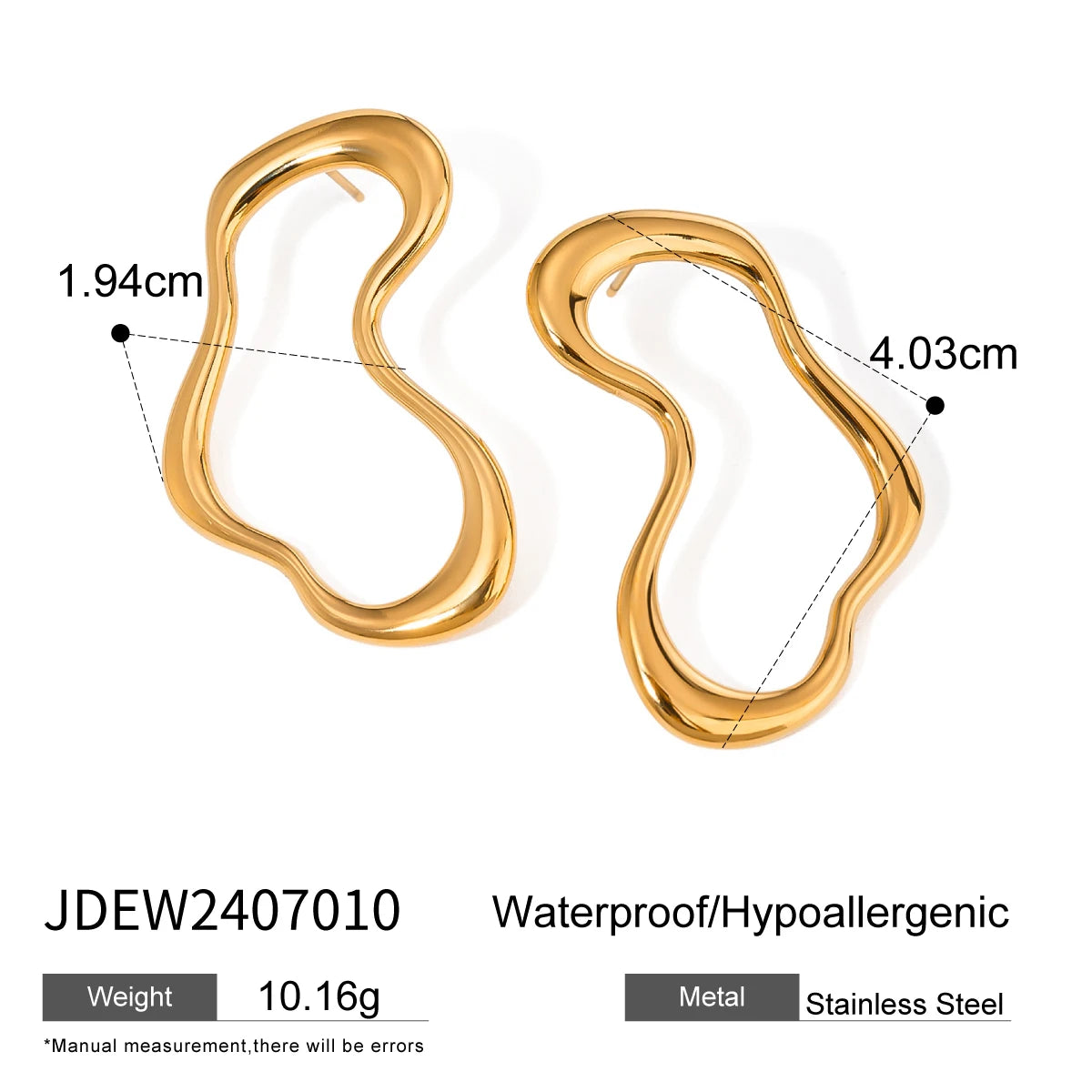 18K Gold Plated Anti Allergic Stainless Steel Atypical Irregular Cutout Earrings Charm Daily Exquisite Jewelry Bijoux Femme