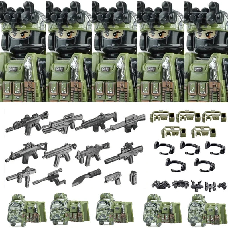 Military Special Forces MOC Building Block German KSK Special Forces Soldier Figure SWAT Army Gun Weapon Vest Backpack Brick Toy