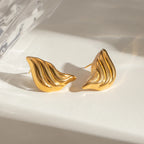 18K PVD Plated Vintage Striped Flow Liquid Drop Earrings Stainless Steel Women Prevent Allergy Metal Stylish Jewelry