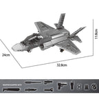 Military Series F35 Fighter Air Battle Plane Building Blocks Across The Battlefield DIY Creative Toys for Children Birthday Gift