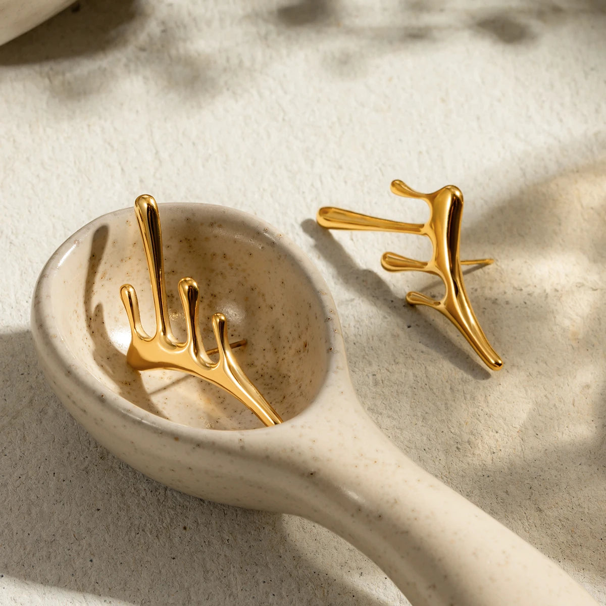 Stainless Steel Vintage Exaggerate Irregular Liquid Earrings PVD 18k Plated High Quality Free Temperament Charm Jewelry Women