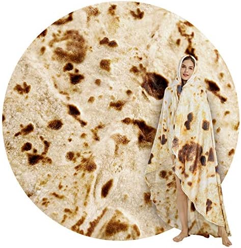 SeaRoomy Burritos Tortilla Blanket, Tortilla Wrap Blanket, Novelty Funny Tortilla Round Blanket Giant Tortilla Round Soft Blanket (Beige, 47 inches) - Grand Goldman