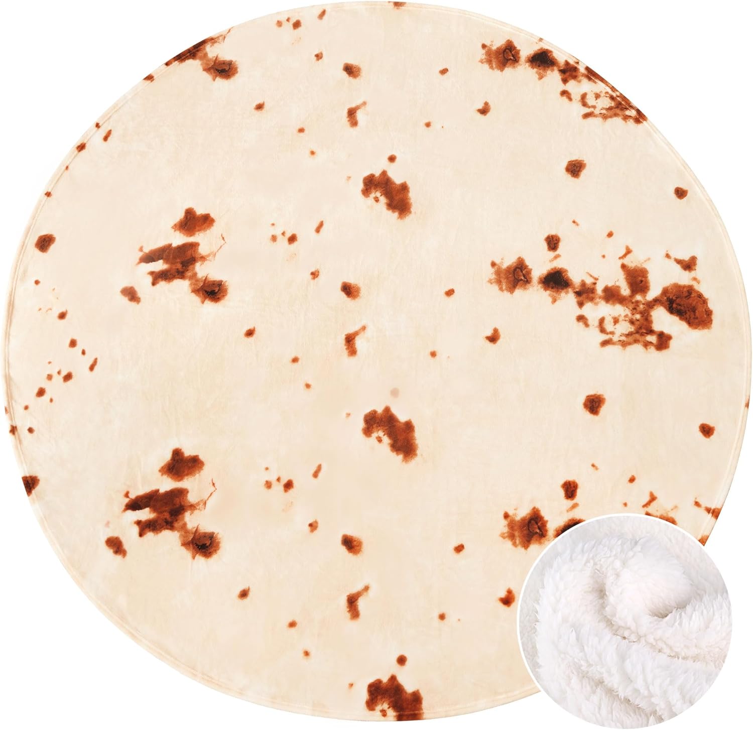 SeaRoomy Burritos Tortilla Blanket, Tortilla Wrap Blanket, Novelty Funny Tortilla Round Blanket Giant Tortilla Round Soft Blanket (Beige, 47 inches) - Grand Goldman