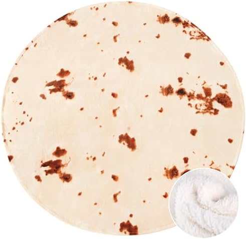 SeaRoomy Burritos Tortilla Blanket, Tortilla Wrap Blanket, Novelty Funny Tortilla Round Blanket Giant Tortilla Round Soft Blanket (Beige, 47 inches) - Grand Goldman