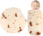 SeaRoomy Burritos Tortilla Blanket, Tortilla Wrap Blanket, Novelty Funny Tortilla Round Blanket Giant Tortilla Round Soft Blanket (Beige, 47 inches) - Grand Goldman