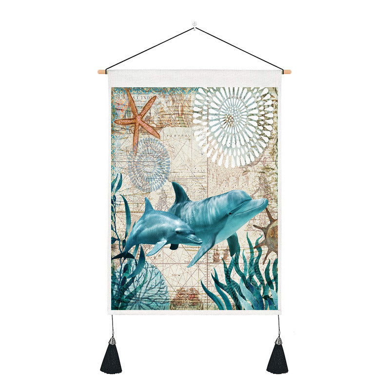 Sea Creature Tassel Tapestry Art Wall Decoration Background Hanging Cloth - Grand Goldman