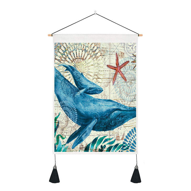 Sea Creature Tassel Tapestry Art Wall Decoration Background Hanging Cloth - Grand Goldman