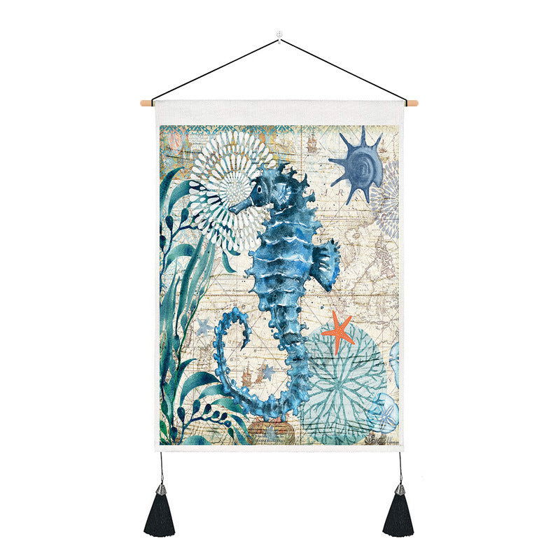 Sea Creature Tassel Tapestry Art Wall Decoration Background Hanging Cloth - Grand Goldman