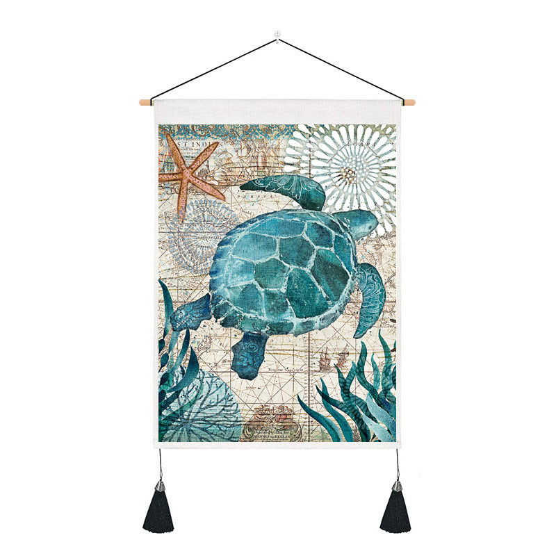 Sea Creature Tassel Tapestry Art Wall Decoration Background Hanging Cloth - Grand Goldman
