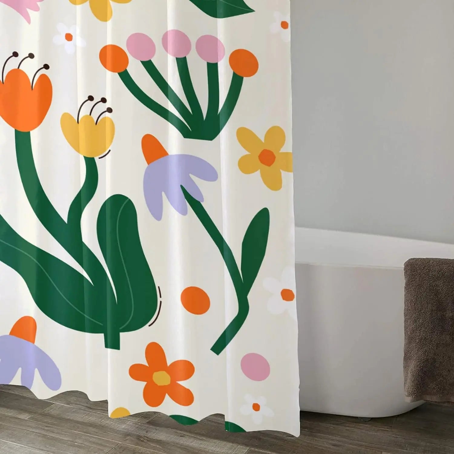 پرده دوش گل‌های وینتیج دهه ۷۰ و ۸۰، پارچه قابل شستشو و ضدآب، مجموعه پرده‌های حمام زیبا با قلاب برای دکوراسیون حمام