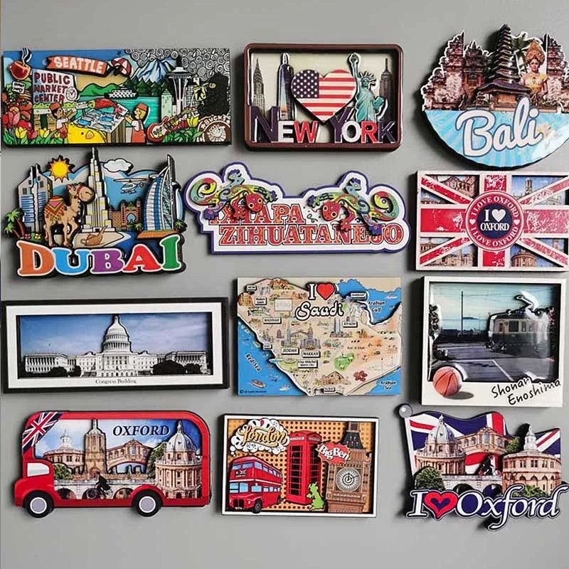 Seattle Fridge Magnets USA New York DUBAI SAUDI Oxford London Japan Mexico Bali Refrigerator Magnet Stickers Travel Souvenir - Grand Goldman