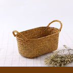 Seaweed Wicker Rattan Flower Basket Storage Table Top Organizer Gift Basket Decorative Storage Basket - Grand Goldman