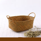 Seaweed Wicker Rattan Flower Basket Storage Table Top Organizer Gift Basket Decorative Storage Basket - Grand Goldman