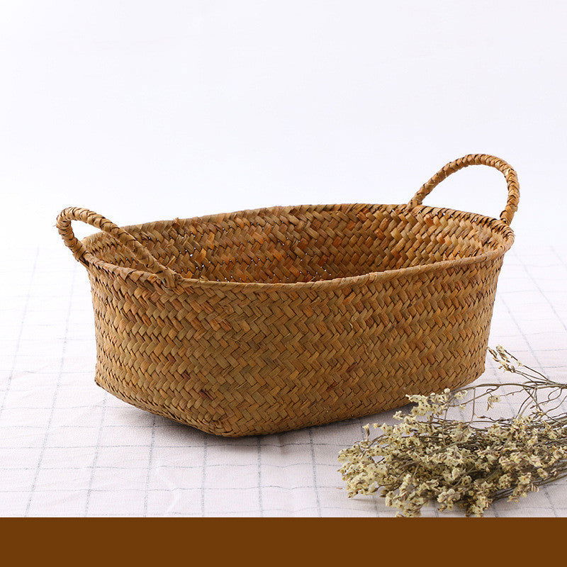Seaweed Wicker Rattan Flower Basket Storage Table Top Organizer Gift Basket Decorative Storage Basket - Grand Goldman