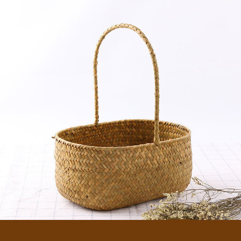 Seaweed Wicker Rattan Flower Basket Storage Table Top Organizer Gift Basket Decorative Storage Basket - Grand Goldman