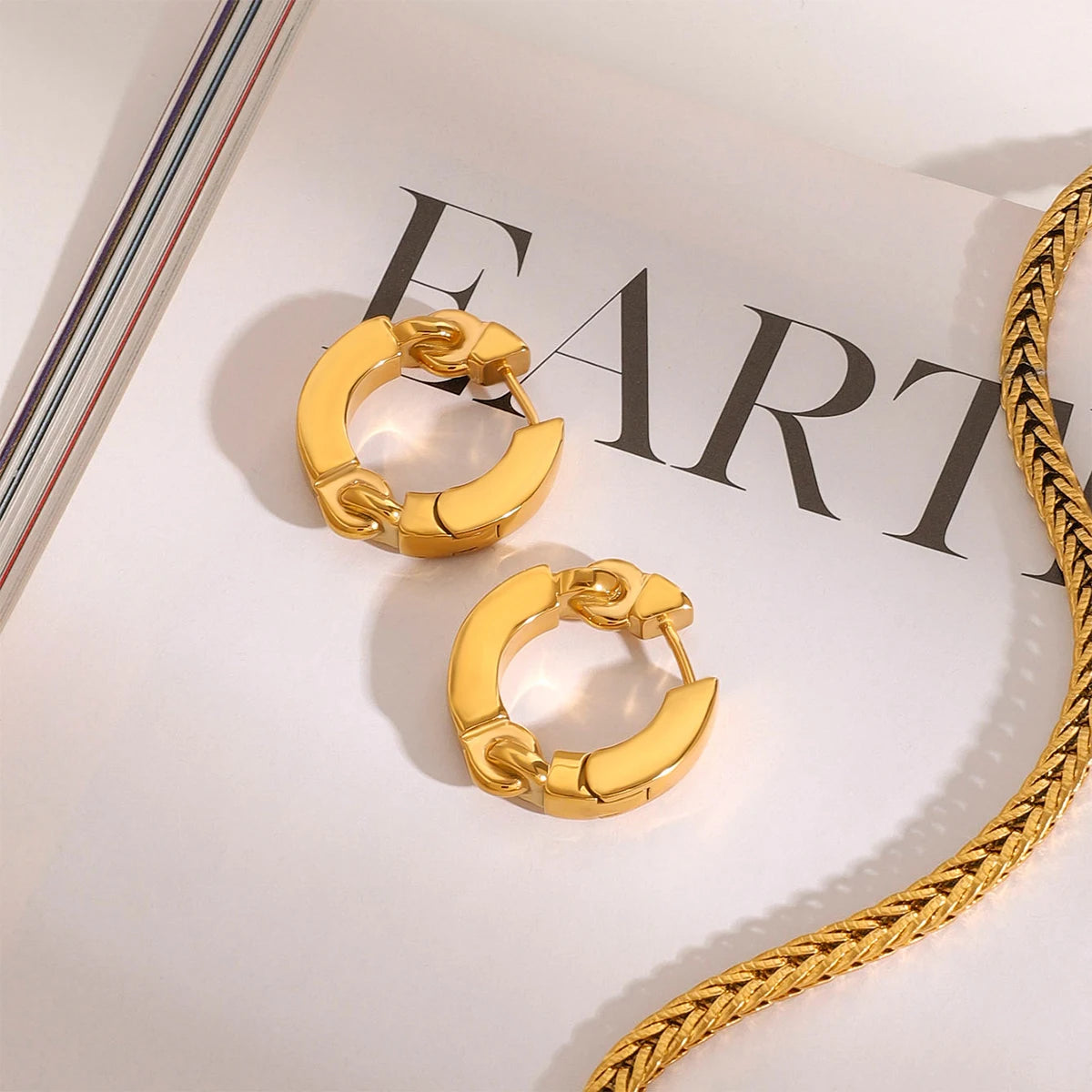 18k Gold Plated Stainless Steel GVintage Nichel Round Light Luxury High-end Earrings Women Rust Proof Exquisite Jewelry