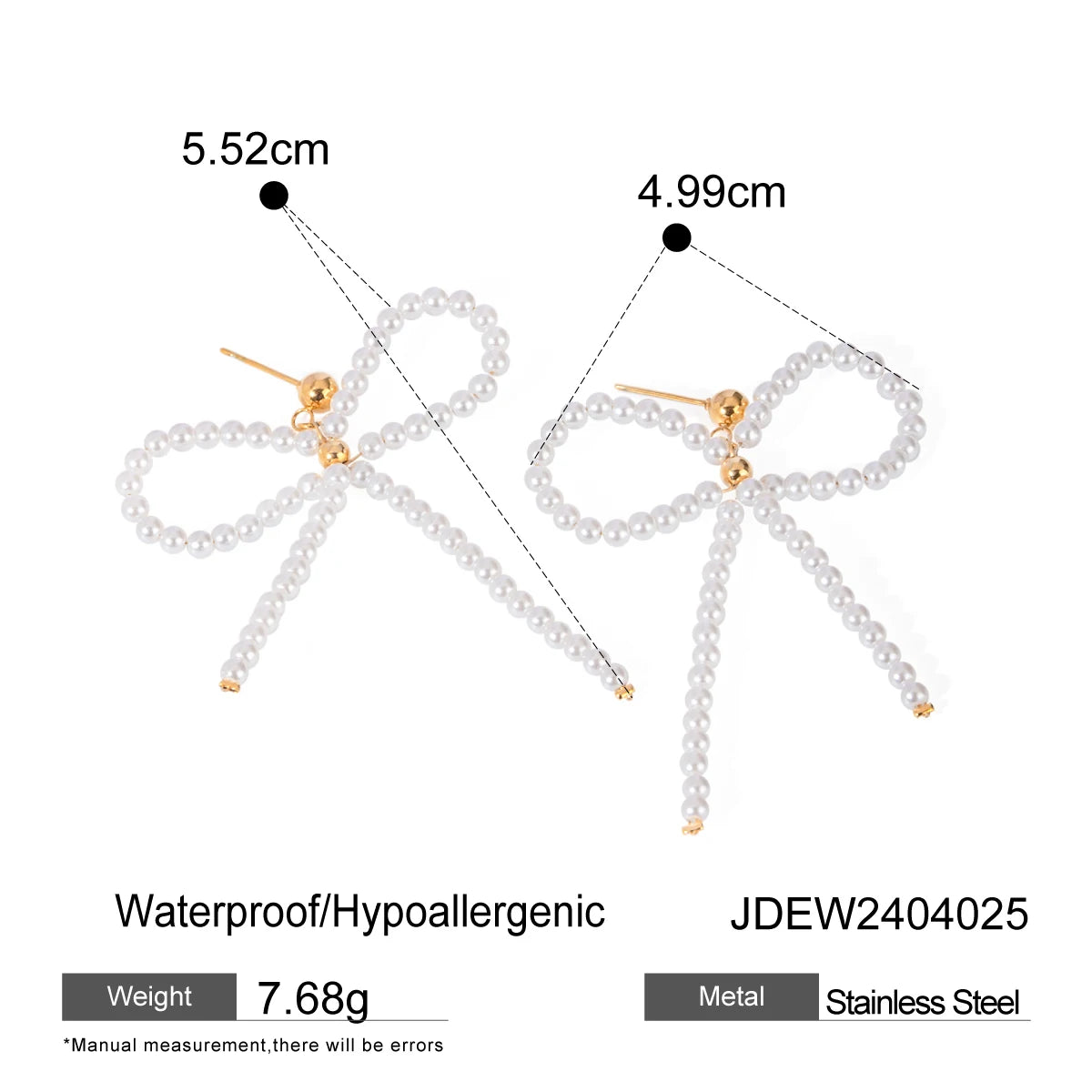 18K Vintage Edelstahl Minimalistische Sommer-Elemente Perlen Schleifenohrringe Damenmode Attraktiver Schmuck Gala Geschenk