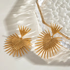 Trendy 18k Stainless Steel Vintage Exaggerated Ginkgo Biloba Leaf Earrings Prevent Allergy Charm Daily Jewelry Party Bijoux