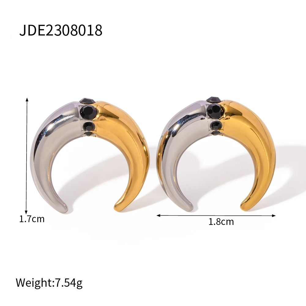 18K Gold Plated Silver Gold Color Matching C shape Hoops Triple Layer Huggy Huggie Mixed Anti Allergic Waterproof Charm Jewelry