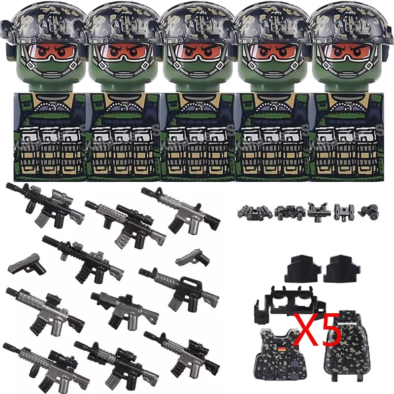 Military Special Forces MOC Building Block German KSK Special Forces Soldier Figure SWAT Army Gun Weapon Vest Backpack Brick Toy