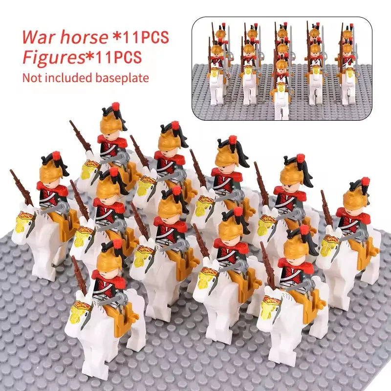 10pcs Napoleonic Wars Military Soldiers Building Blocks WW2 Mini Figures French British Fusilier Rifles Weapons Toys For Kids