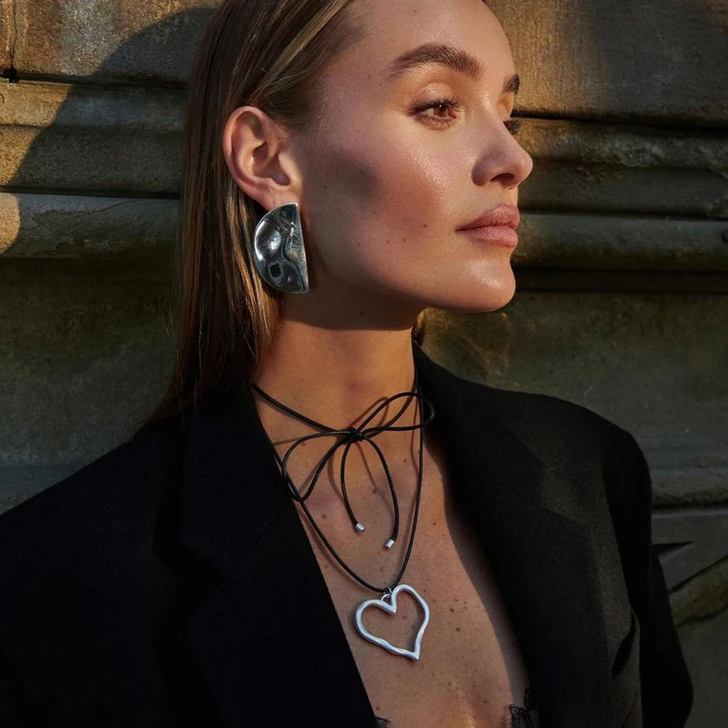 Kolczyki damskie z półokrągłymi soczewkowatymi symetrycznymi ziarnami młotka, eleganckie, ze stali nierdzewnej pokrytej powłoką PVD z 18-karatowego złota, biżuteria damska, prezent