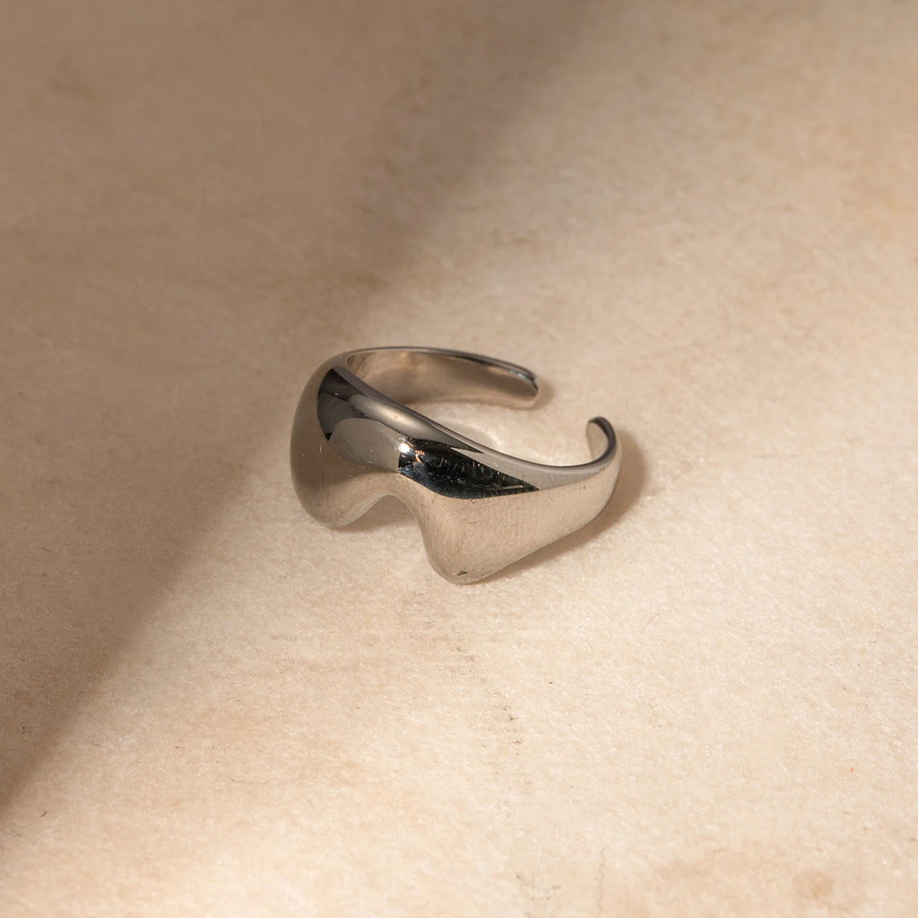 Leicht Gemütlich Edelstahl Zart 18k Vergoldet Glatt Halb Liebesherz Öffnender Ring Rostfrei Bijoux Femme Gala Geschenk