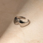 Leicht Gemütlich Edelstahl Zart 18k Vergoldet Glatt Halb Liebesherz Öffnender Ring Rostfrei Bijoux Femme Gala Geschenk