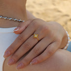 Ny Vintage Octagram Design Sommer 18K guldbelagte smykker Justerbar Rustfrit Stål Vandtæt Ring Til Damer Smykker Gave