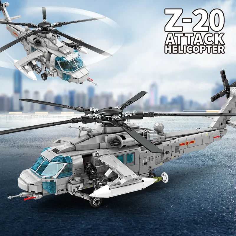 Technical Armed Police Helicopter Building Blocks Model Military STEM Kit WW2 Aircraft Warship Bricks Toys For Kids Adult Gifts