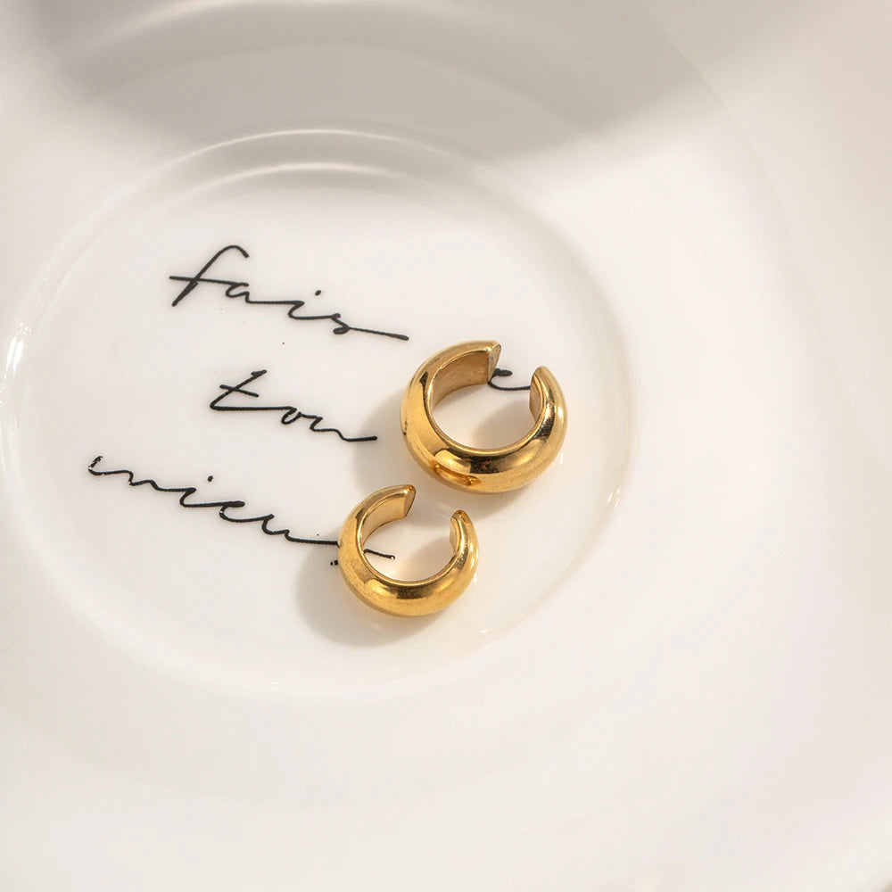 2023 Anløbsfri Dame Simple Hoop Symmetrisk Design Notch Øreringe Delikate 18K forgyldte Rustfri Milde Studs smykker