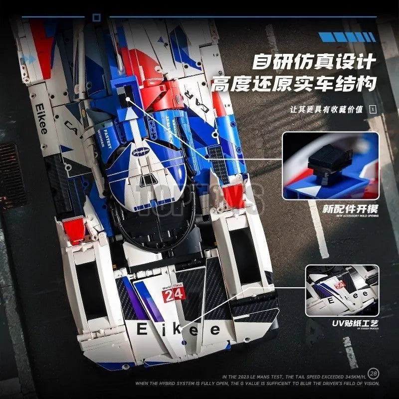 MOC 1:8 3507PCS Technical Remote Control Racing Car LEE MANS M HYBRID V8 Building Blocks Bricks Assembling Toys for Children