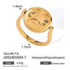 Anillo minimalista reversible redondo con cara sonriente, ligero, acogedor, de acero inoxidable 18k, tamaño 7 para mujer, joyería atractiva e impermeable