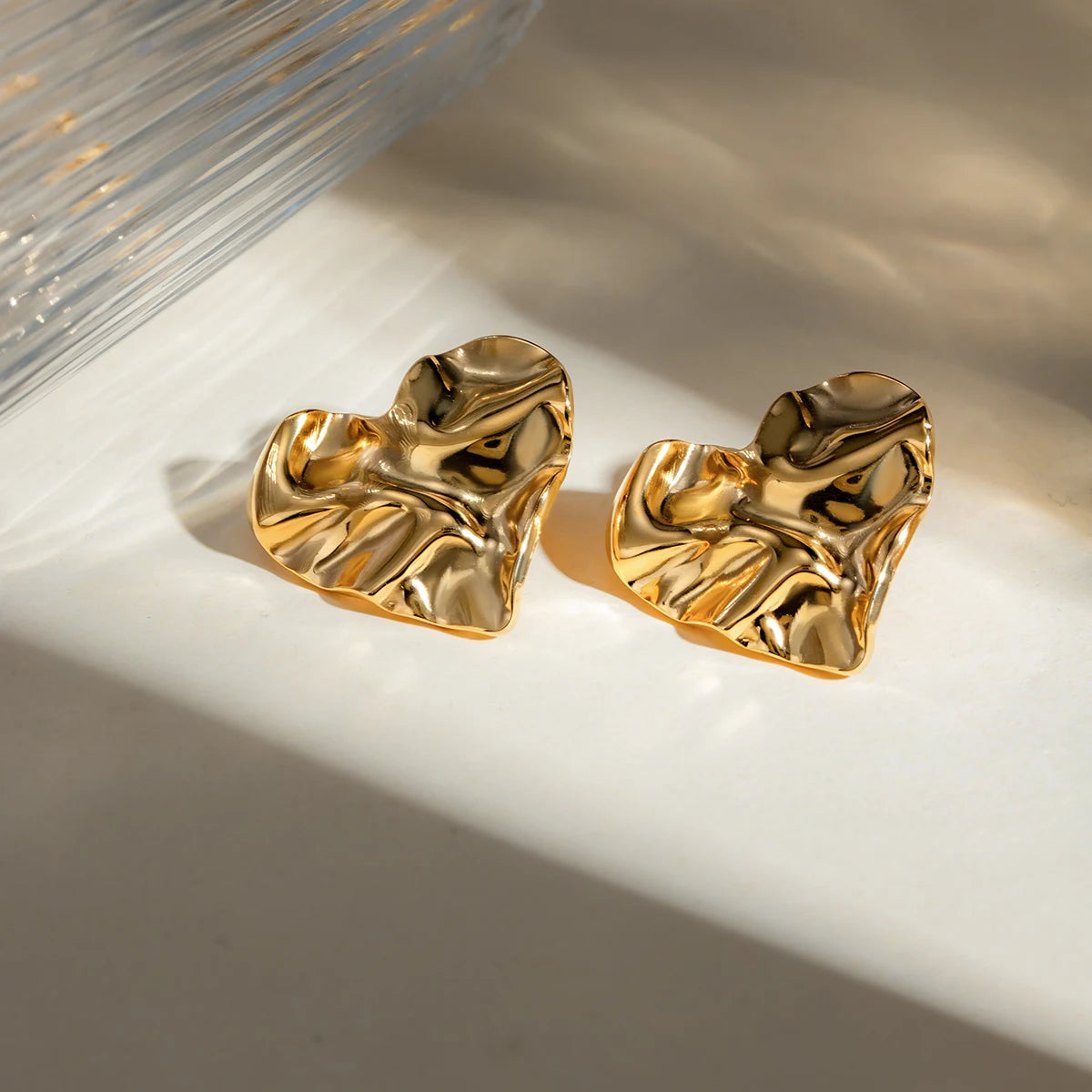 18K Minimalistische Hammerkorn Liebesherz Ohrringe Schick Edelstahl Minimalistisch Wasserdicht Hochwertig бижутерия Party Geschenk