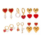 Pendientes colgantes de amor con aceite rojo goteante, chapados en oro de 18K, para mujer, acero inoxidable, antialérgicos, joyería de moda, regalo para gala