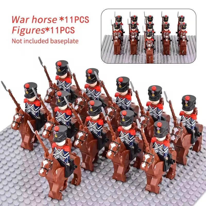 10pcs Napoleonic Wars Military Soldiers Building Blocks WW2 Mini Figures French British Fusilier Rifles Weapons Toys For Kids