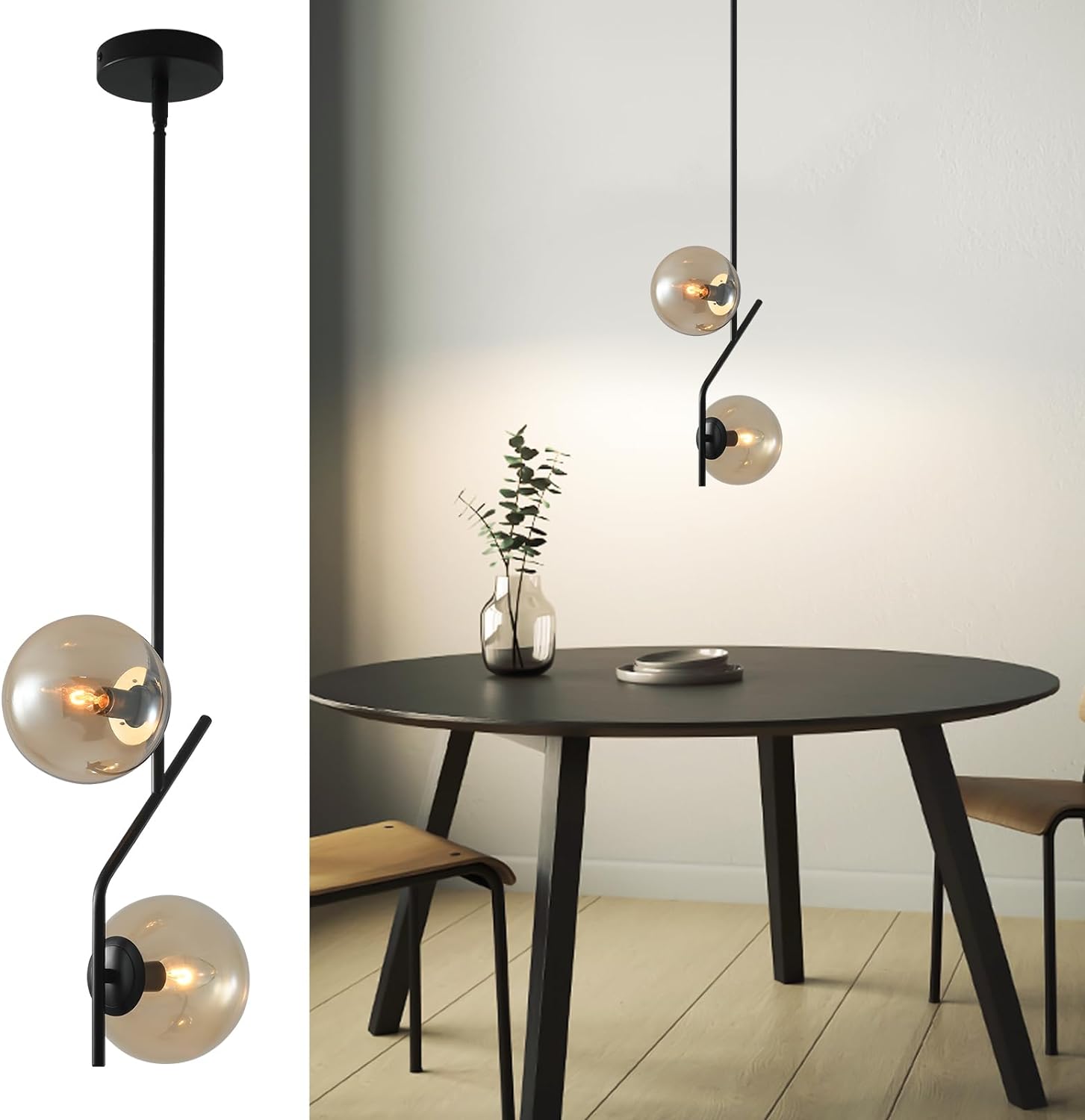 SeeU Modern Pendant Lighting Gold Globe Pendant Light Fixture,Mid Century Chandelier One Light Hanging Fixture for Kitchen Island,Adjustable Length Indoor Lighting for Dinning Room Bedroom - Grand Goldman